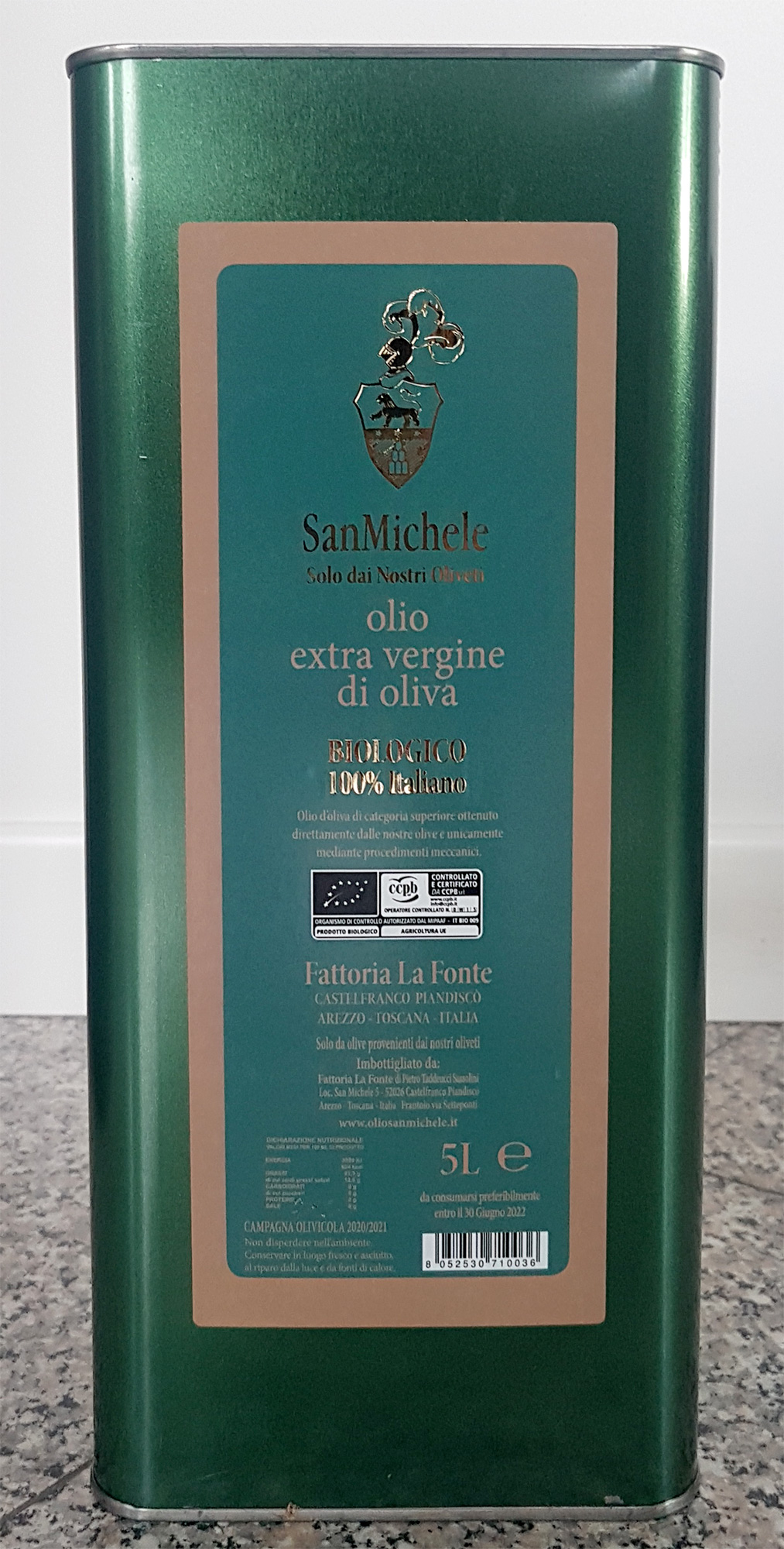 Olio Extra Vergine di Oliva Biologico Toscano Stagna 5L